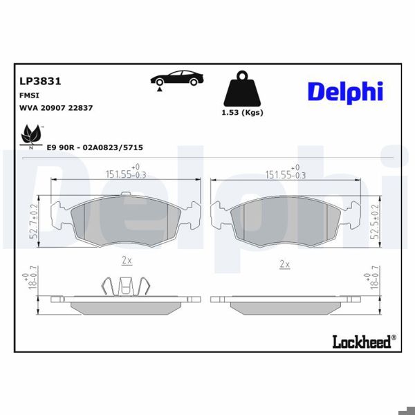 DELPHI LP3831 | Fren Balatası Fiat