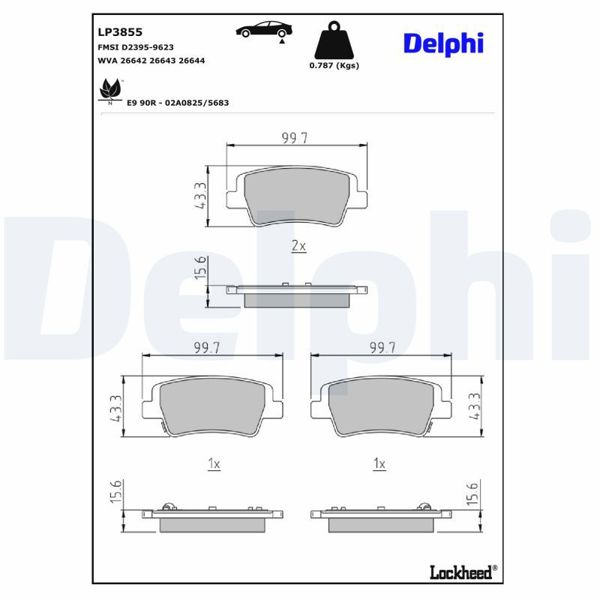 DELPHI LP3855 | Fren Balata Arka 20-Elantra