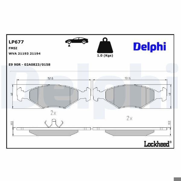 DELPHI LP677 | Fren Balata Ön 98 > Palio 1.4-1.6