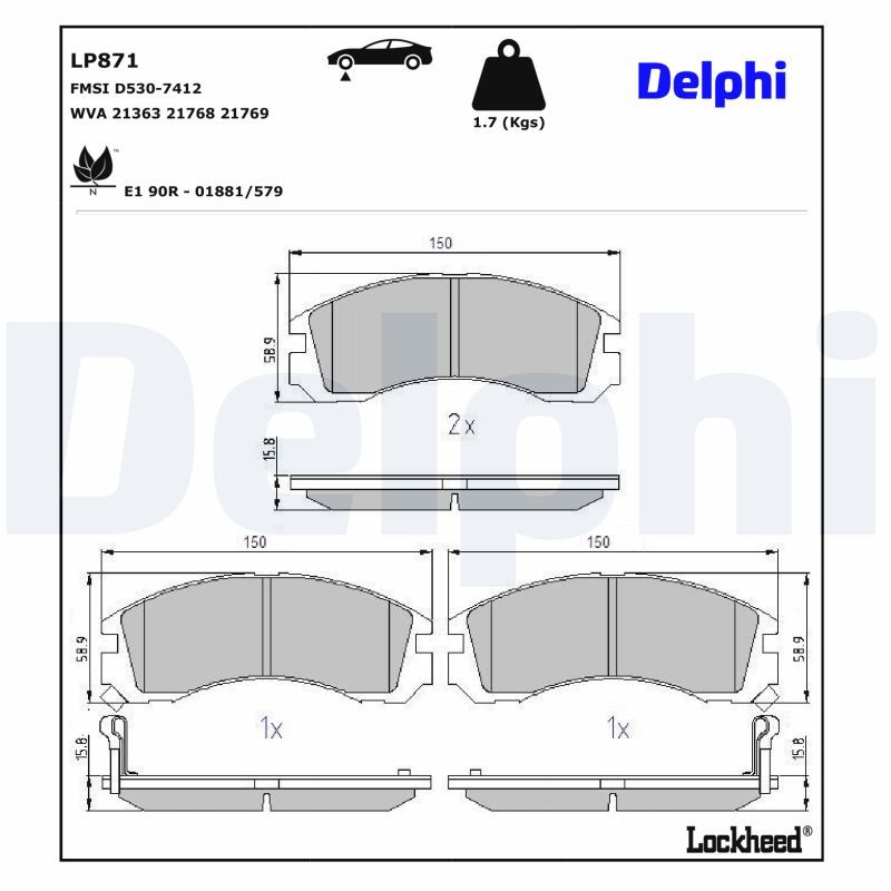 DELPHI LP871 | Fren Balata Ön 4007/C-Crosser (Vu/Vv) Eclıpse Galant VI-VIII L200 L400 Outlander Pajero 2.0-2.5