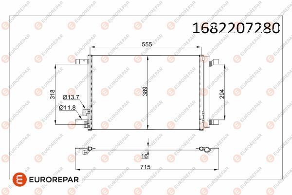 EUROREPAR 1682207280 | Psa / Erp Klima Radyatörü A3 Golf VII 1.2 TSI 1.4 TSI 1.6 TDI