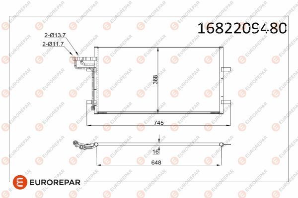 EUROREPAR 1682209480 | Psa / Klima Radyatörü Focus II 03 > 11 Focus II C Max 04 > 11 1.6Tdcı / 2.0Tdcı ()