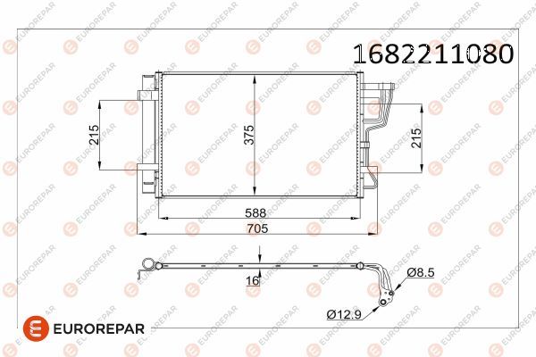 EUROREPAR 1682211080 | Psa / Erp Klima Radyatörü Ceed 1.4 1.6 2.0 07 -