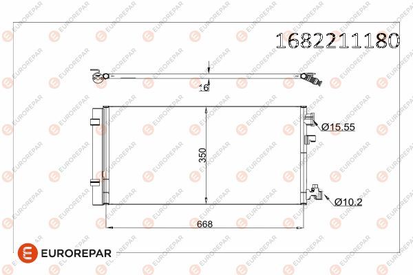 EUROREPAR 1682211180 | Psa / Erp Klima Radyatörü Fluence 1.5 DCI 1.6 DCI 1.6 16V 2.0 16V 10 -