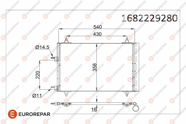 EUROREPAR 1682229280 | Psa / Erp Klima Radyatörü Peugeot 307 (3E) (3E_,3H_) CC (3B) Sw (3H)