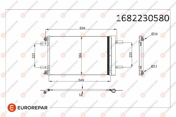 EUROREPAR 1682230580 | Klima Radyatörü P308 P3008 P508 P5008 Partner Expert Traveller 1.5 1.6 2.0 Bluehdı / Combo E Granla