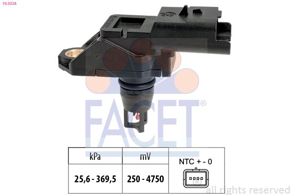 FACET 10.3328 | Emme Manifold Sensörü C3-C4-C-Elysee-Ds3-Ds4-Jumpy-Berlingo-2008-208-3008-301-308-5008-Partner-Expert Dv6fd 1.6 HDI Ford Focus III 11 > Fiesta 11 > B-Max-1.5 TDCI