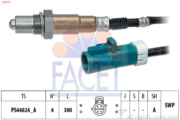FACET 10.8272 | Oksijen Sensörü Focus III 11 > C-Max 10 > Mondeo 07 > 14 S-Max 11 > 14 1.6 Ecoobost (Uzunluk 698mm)