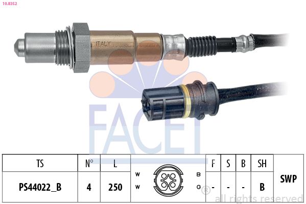 FACET 10.8352 | Oksijen Sensörü Chrysler Crossfıre 3.2 Crossfıre Srt-6 04 > 08 250mm Kablo Uzunlugu