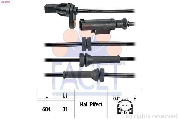 FACET 21.0196 | Sensör ABS F-20 / 30 Ön