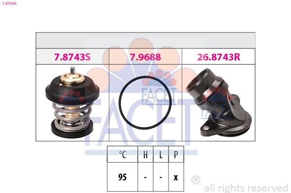 FACET 7.8743K | Termostat-VW 1.8-2.0 Tfsi Golf V Passat A3 A4 A5
