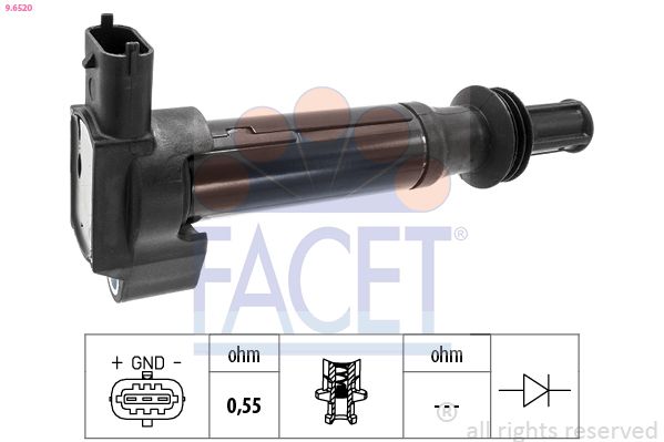 FACET 9.6520 | Ateşleme Bobini 2008-208-3008 I-II-308 II-5008 I-II-Partner-Berlingo-C3 II-III-C4 II-Cactus-Picasso-Ds3-Ds4 Eb2 1.2