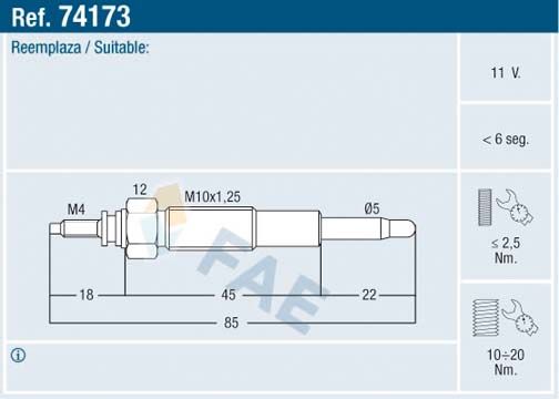 FAE 74173 | Kızdırma Bujisi Wl81-18-601 / 18550-78E00 / 0K05418140