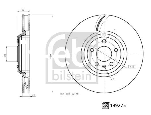 FEBI BILSTEIN 199275 | Audi A6 A7 A8 2018-Ön Fren Disk 4M0615301q | 1 Adet