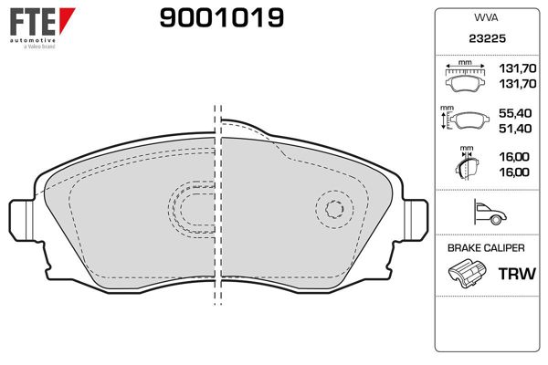 FTE 9001019 | Fren Balatası Ön Combo C Corsa C 1.3 1.7 CDTI 01-Meriva 03-Tigra 04 -
