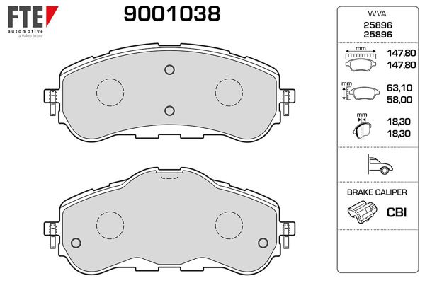 FTE 9001038 | Ön Fren Balatası P308 II 13-P308 Sw II 14-Disk Çapı: (283×26)