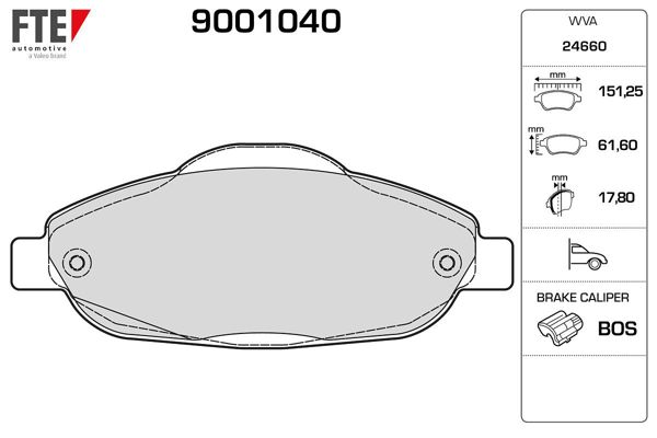 FTE 9001040 | Ön Fren Balatası P308 P3008 1.4 16V / 1.6 16V / 1.6 HDI 09 / 07 -