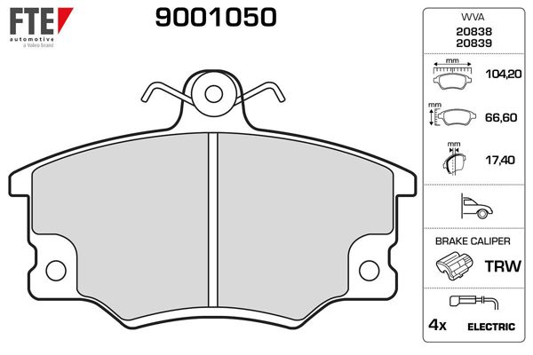 FTE 9001050 | Disk Fren Balatası (On) Fiat Tempra, Tipo, Uno, Punto, Alfaromeo 33, 145, 146, 155 | 1 Adet
