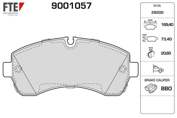 FTE 9001057 | Fren Balatası Ön Sprinter 906 06-907 910 18-Crar 06-16