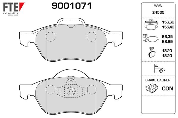 FTE 9001071 | Ön Fren Balatası Clio III 06-12 Megane II 03-08 Scenic II 03-08 Laguna III 07-15 1.4 1.5 DCI 1.6 1.9 DCI 2.0 16V
