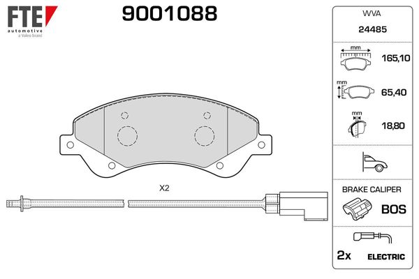 FTE 9001088 | Ön Fren Balatası Transit V347 06-14 (Onden Ceker) Fişli