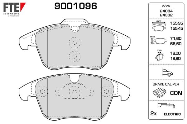 FTE 9001096 | Ön Fren Balatası Fişli C5 (X7) 1.6 16V / 1.8 16V / 2.0 16V / 1.6 HDI / 2.0 HDI 02 / 08-P407 Dw10bted4 (2.0 16V)