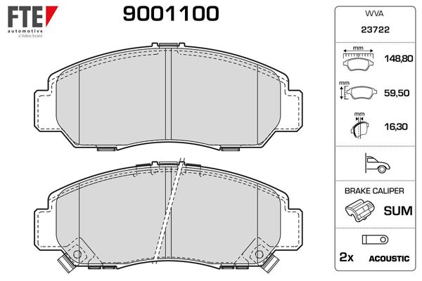 FTE 9001100 | Ön Fren Balatası Honda Civic 1.4-1.6-1.8 Hb-Sedan 2006- Civic (Fb7) 2012- Honda Frv 2006-