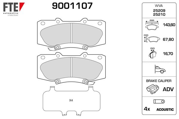 FTE 9001107 | Ön Fren Balatası Toyota Hilux 2.5 3.0 D4d Pıckup 2007- Hilux 2.5 4Wd 2015-