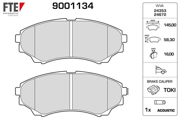FTE 9001134 | Ön Fren Balatası Mazda 4X4 B 2500 Ranger 02-06 2.5 TD / 3,0Td 06-12