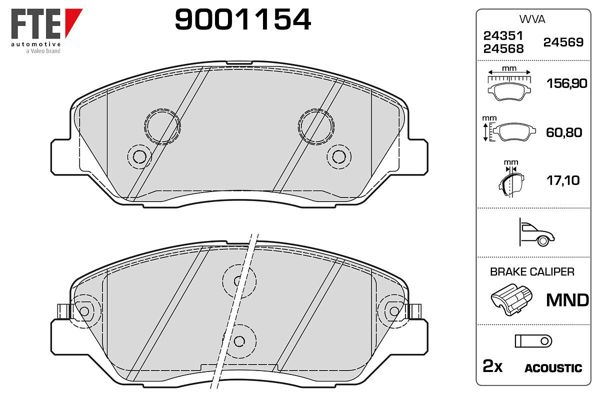 FTE 9001154 | Fren Balatası Ön Santa Fe 06-13 H350 15- / Sorento 09- / Korando 10-