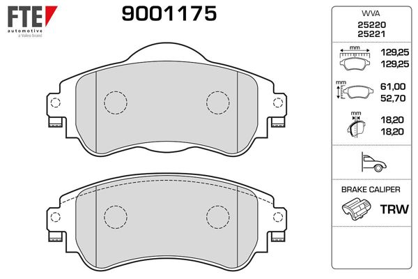 FTE 9001175 | Ön Fren Balatası C4 II Ds4 1.4 VTI.1.6 HDI (11 / 2009) 1.6 E HDI (04 / 2011)