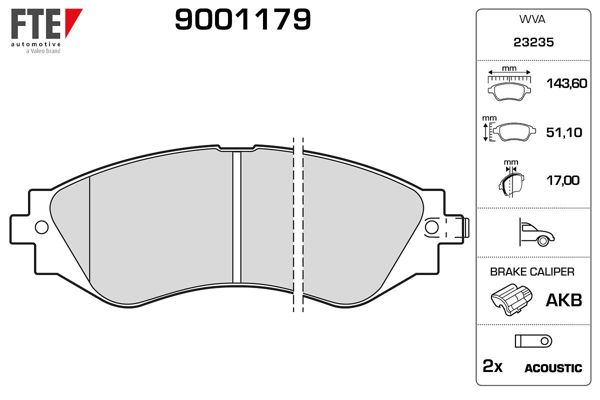 FTE 9001179 | Ön Fren Balatası Lacetti 04 > / Nubira 00 >
