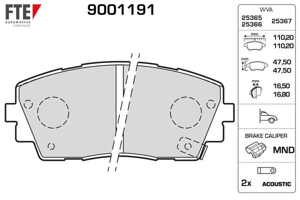 FTE 9001191 | Fren Balatası Ön Kia Picanto 11-13 Jant