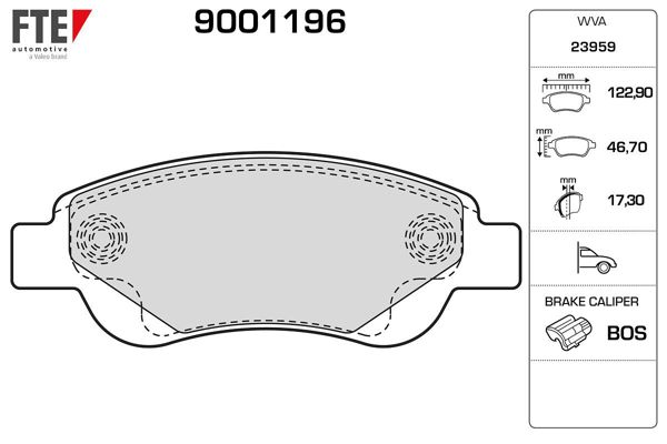 FTE 9001196 | Ön Fren Balatası C1 1.0.1.4 HDI (06 / 05) P.107 1.0.1.4Hdı (06 / 05) Toyota Aygo 1.0 1.4Hdı