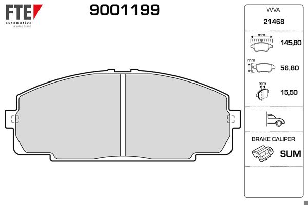 FTE 9001199 | Ön Fren Balatası Toyota Hilux 2.5 3.0 D4d Pıckup 2007-> Hilux 2.5 4Wd 2015->
