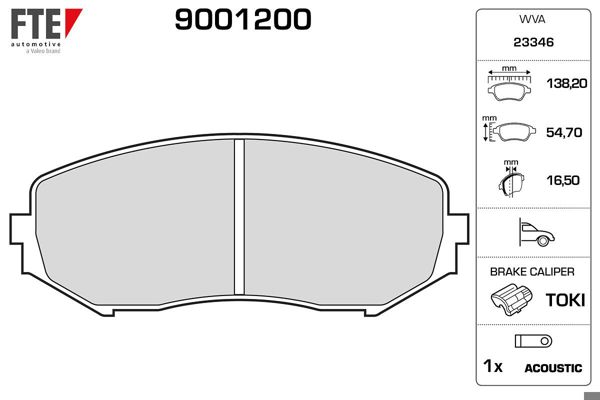FTE 9001200 | Ön Fren Balatası Suzuki Grand Vitara 2.0 / 1.9Ddıs 10 / 05-