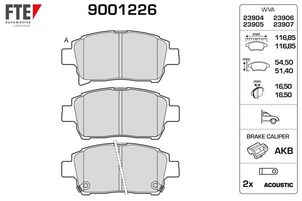 FTE 9001226 | Ön Fren Balatası Toyota Yaris 99-05 Corolla Verso VVTI 2001->