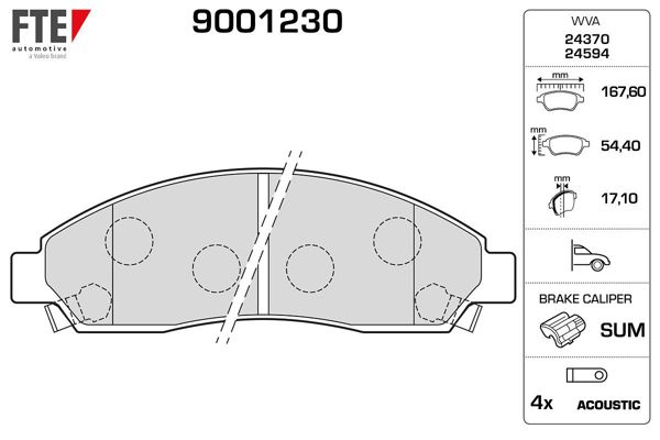 FTE 9001230 | Ön Fren Disk Balatası Isuzu D-Max 4X2 4X4 04 > 10 | 1 Adet