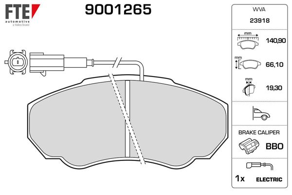 FTE 9001265 | Disk Fren Balatası (On) Fiat Ducato (02-06) , Peugeot Boxer (02-06) , Citroen Jumper (02-06) (Küçük Tip) | 1 Adet