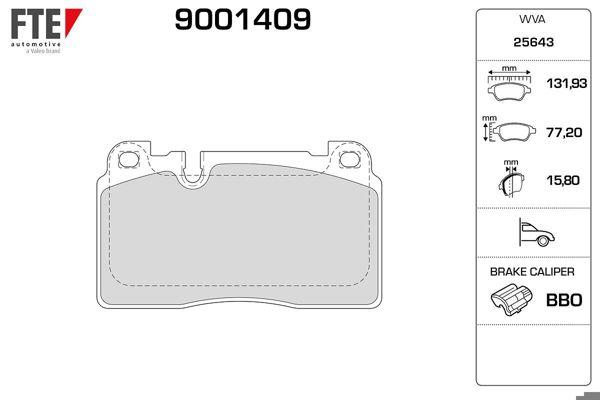 FTE 9001409 | Disk Fren Balatası (On) Audi Q5 2.0D 05 / 13-Audi Q5 Quattro 2.0 / 2.0D / 3.0D 06 / 12-Audi Sq5 Quattro 3.0D 12 / 12 - | 1 Adet