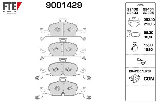 FTE 9001429 | Ön Fren Balatası Audi A4 A5 Q5 1.4 TFSI 2.0 TFSI 2.0 TDI 15 >