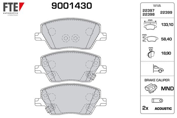 FTE 9001430 | Ön Fren Balatası Fiat Egea 1.3 / 1.4 / 1.6D Multijet 15 -