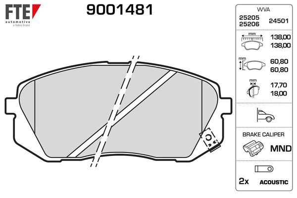 FTE 9001481 | Ön Fren Balatası Hyundai Tucson 2015- Ix35 10- Sonata 2014- I40 11- Kona 1.6 T-GDI 2016- Kia So
