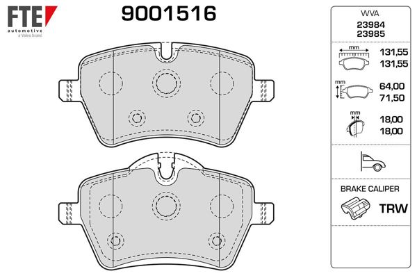 FTE 9001516 | Fren Balatası Ön Mini R50 R53 John Cooper Works 06-06 R56 R57 R58 R59 Cooper S