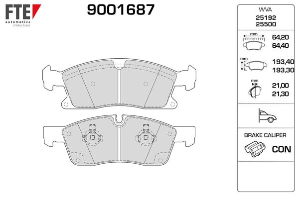 FTE 9001687 | Fren Balatası Ön X166 12-15 W166 15-18 C292 15-19
