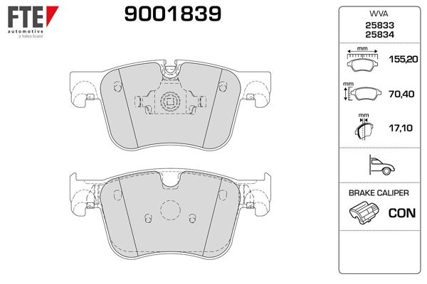 FTE 9001839 | Ön Fren Balatası Peugeot 308 II 13-Citroen C4 Picasso II