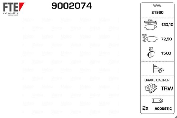 FTE 9002074 | Ön Fren Balatası Carisma 1.8, 96-00