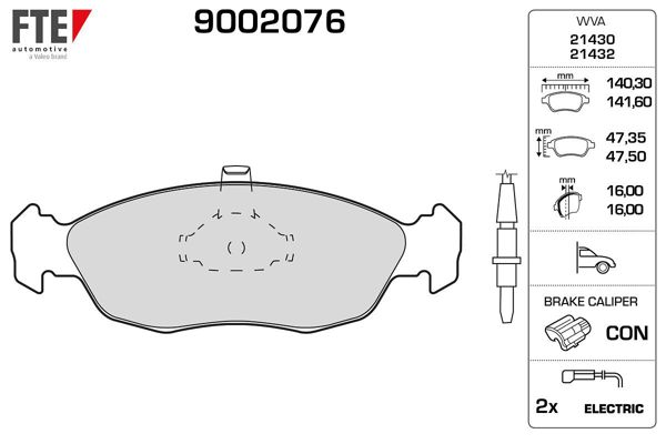 FTE 9002076 | Ön Fren Balatası Xsara II P306 1.6 1.8 1.9 00- / Saxo P106 1,4I 1,6I 1,5D 1.6 Xsı 99- (Hava Soğutmalı On Dısklı Araclar İçin)