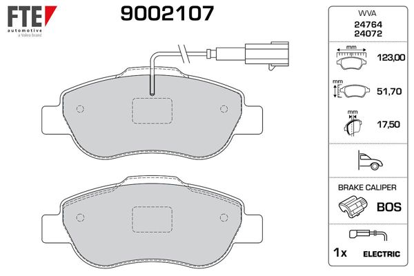 FTE 9002107 | Disk Fren Balatası (On) Fiat 500 1.3D 07 / 07-Fiat 500C 1.2 / 1.3D 06 / 09-Fiat Panda 1.2 / 1.4 01 / 10-Fiat Panda Classic 1.2 / 1.3D / 1.4 01 / 12-Fiat Panda Van 1.4 10 / 09-Ford Ka 1.3D 09 / 08 - | 1 Adet