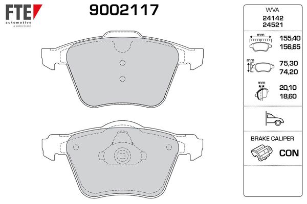 FTE 9002117 | Ön Fren Balatası Galaxy S Max 2,0Eco / 2,0Tdcı / 2,2 TDCI 06-15 Volvo S60 II 10-15 S80 II V60 V70 III 10-Xc70 II 07 -